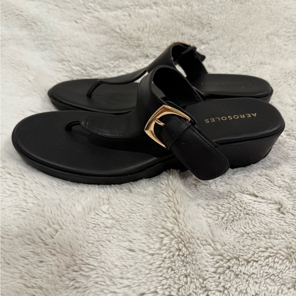 Aerosoles Indya Women's Black Wedge Sandals 9M - Picture 2 of 7